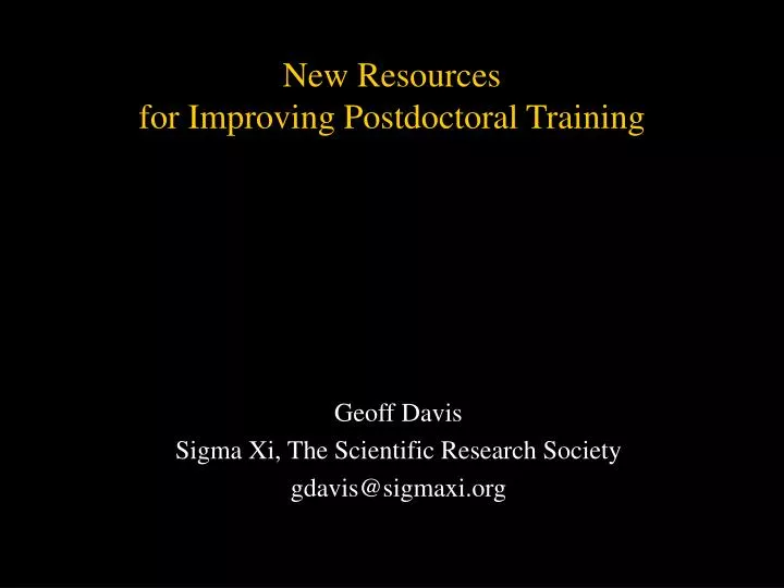 new resources for improving postdoctoral training