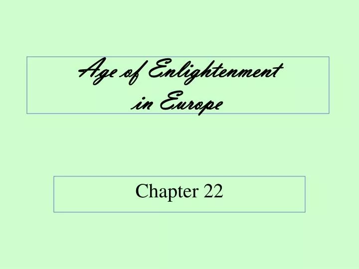 age of enlightenment in europe