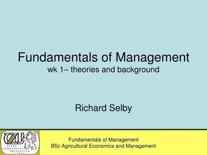 fundamentals of management wk 1 theories and background