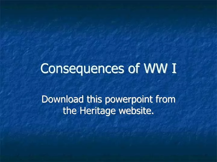 consequences of ww i