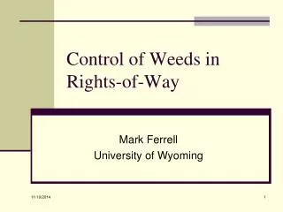 Control of Weeds in Rights-of-Way