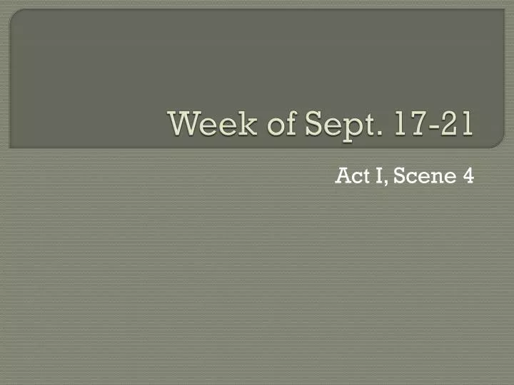 week of sept 17 21