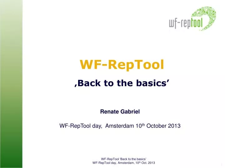 wf reptool back to the basics