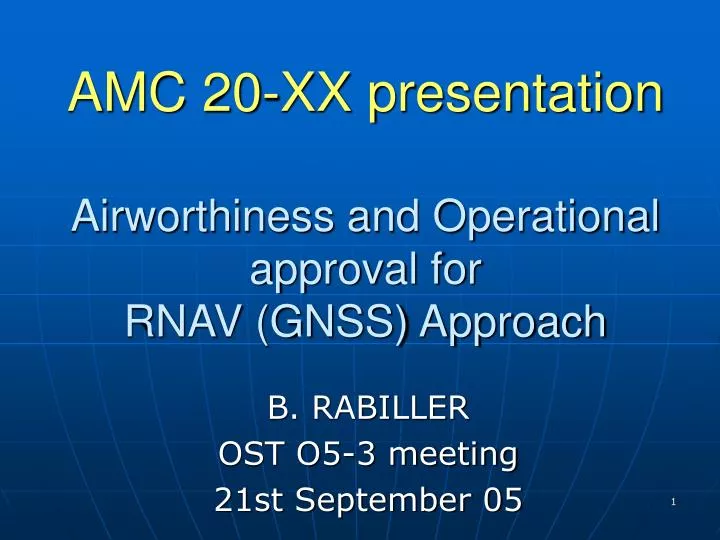 amc 20 xx presentation airworthiness and operational approval for rnav gnss approach