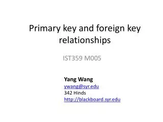 Primary key and foreign key relationships