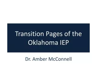 Transition Pages of the Oklahoma IEP