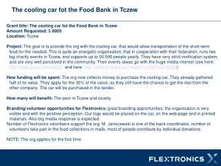 The cooling car fot the Food Bank in Tczew