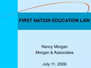 FIRST NATION EDUCATION LAW
