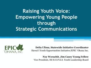 Raising Youth Voice: Empowering Young People through Strategic Communications