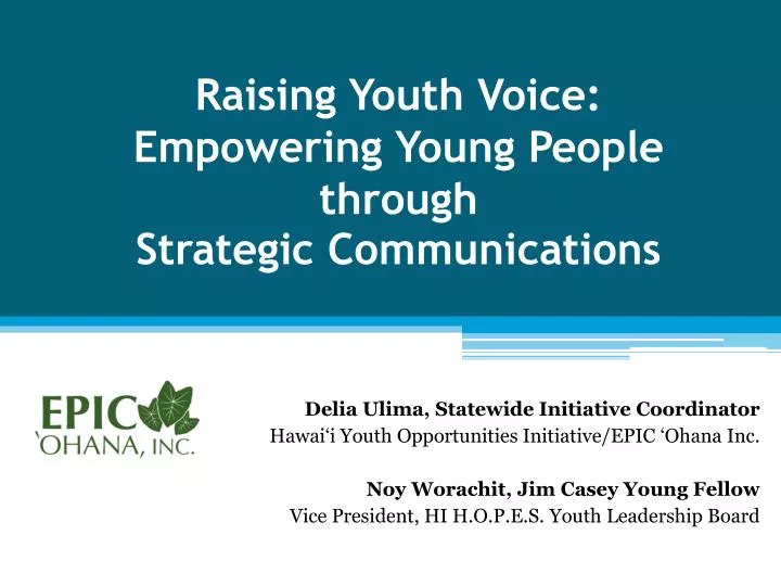 raising youth voice empowering young people through strategic communications