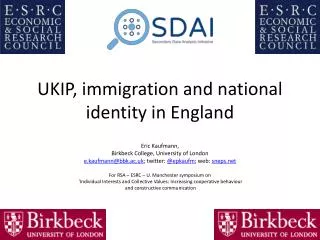 UKIP , immigration and national identity in England