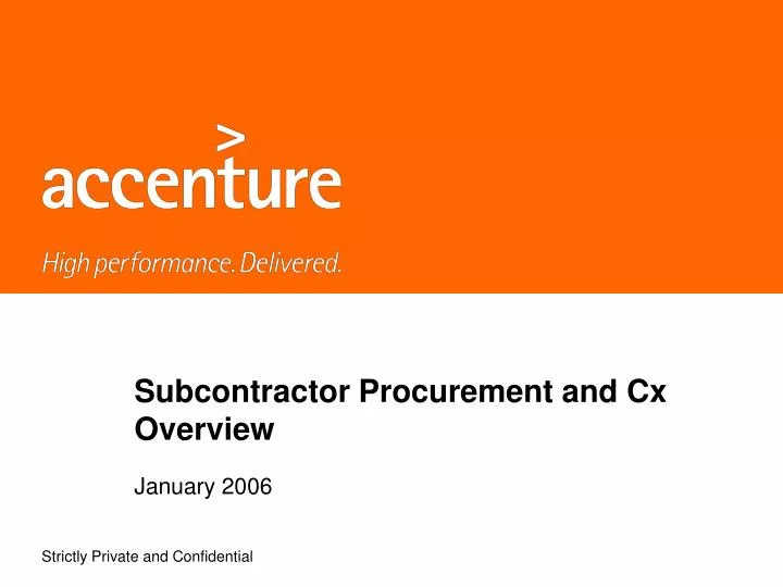 subcontractor procurement and cx overview january 2006
