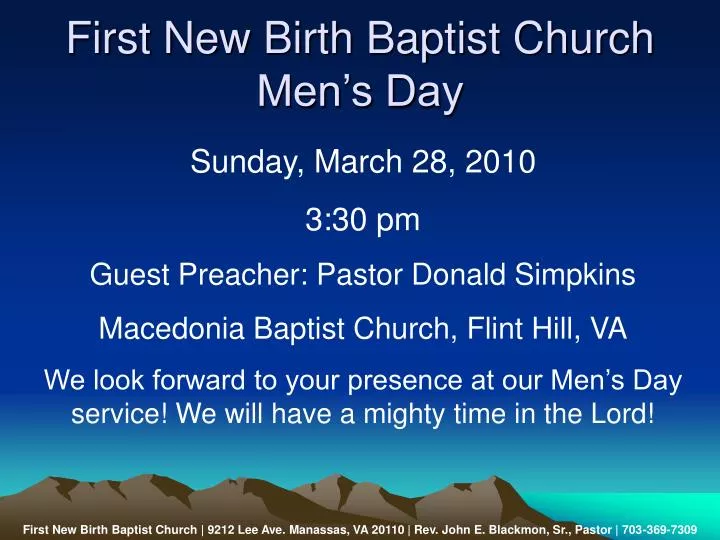 first new birth baptist church men s day