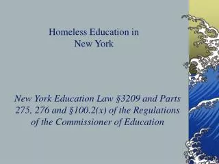 Homeless Education in New York