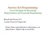 Answer Set Programming: A new Paradigm for Knowledge Representation and Constraint Programming - slide 1