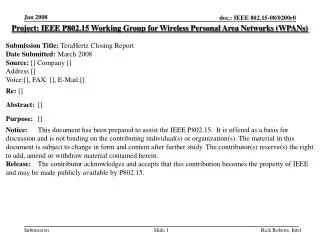 Project: IEEE P802.15 Working Group for Wireless Personal Area Networks (WPANs)