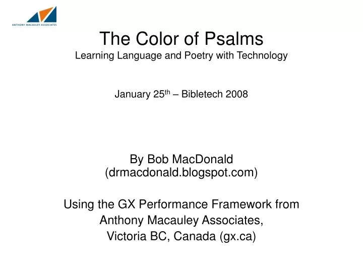 the color of psalms learning language and poetry with technology january 25 th bibletech 2008
