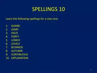 SPELLINGS 10