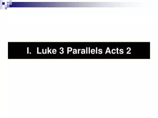 I. Luke 3 Parallels Acts 2