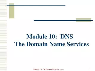 Module 10: DNS The Domain Name Services