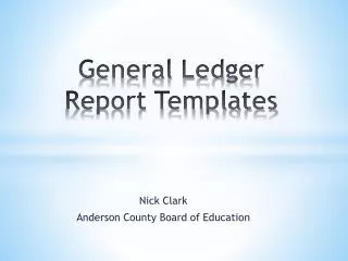 General Ledger Report Templates