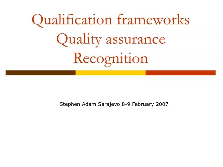 qualification frameworks quality assurance recognition