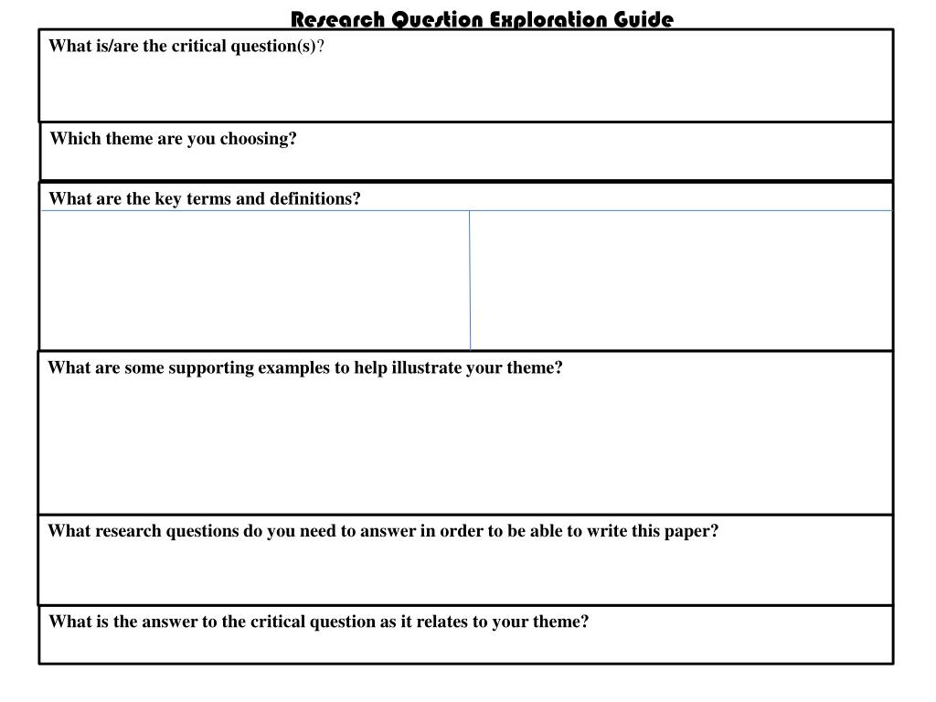 PPT - Research Question Exploration Guide PowerPoint Presentation, free ...