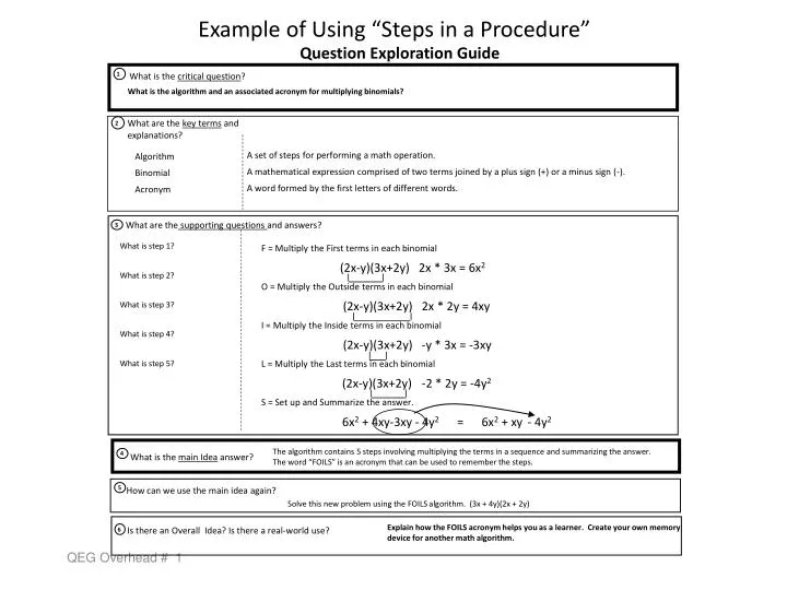 example of using steps in a procedure