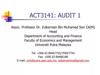 ACT3141: AUDIT 1