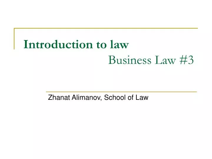 introduction to law business law 3