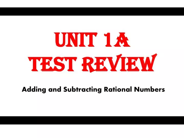 unit 1a test review