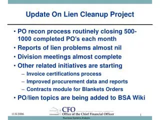 update on lien cleanup project