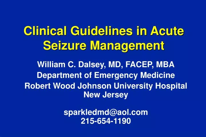 clinical guidelines in acute seizure management