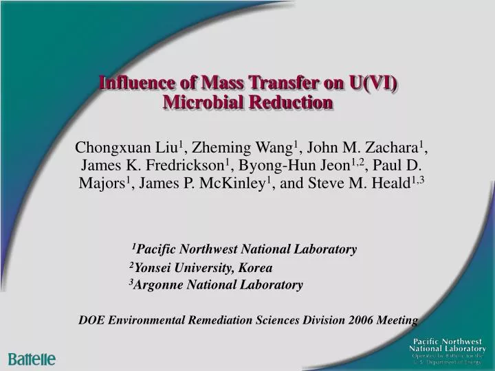influence of mass transfer on u vi microbial reduction