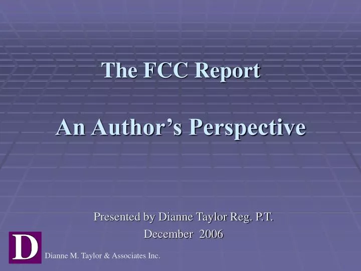 the fcc report an author s perspective