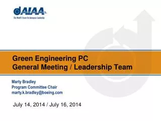 Green Engineering PC General Meeting / Leadership Team