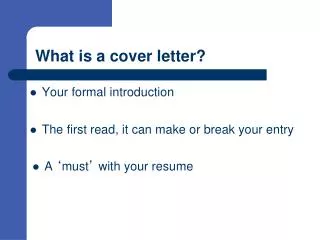 What is a cover letter?