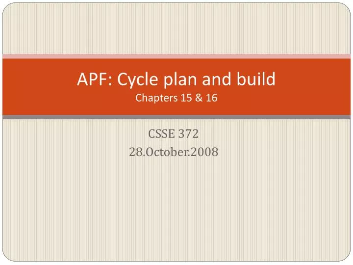 apf cycle plan and build chapters 15 16