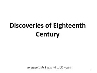 Discoveries of Eighteenth Century