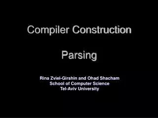 Compiler Construction Parsing