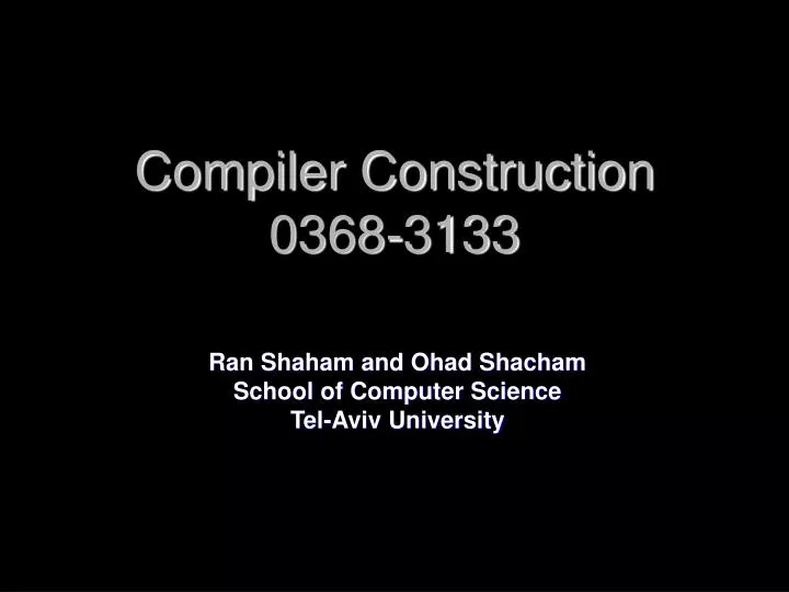 compiler construction 0368 3133