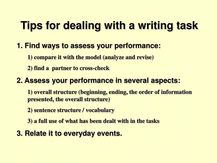 tips for dealing with a writing task