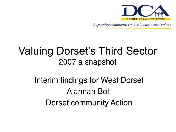 valuing dorset s third sector 2007 a snapshot