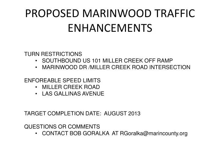 proposed marinwood traffic enhancements