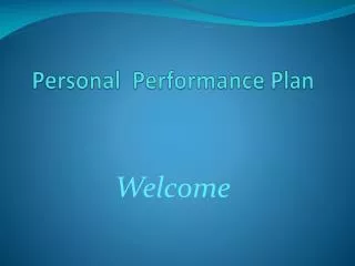 Personal Performance Plan