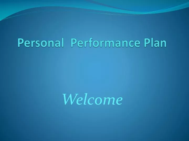 personal performance plan