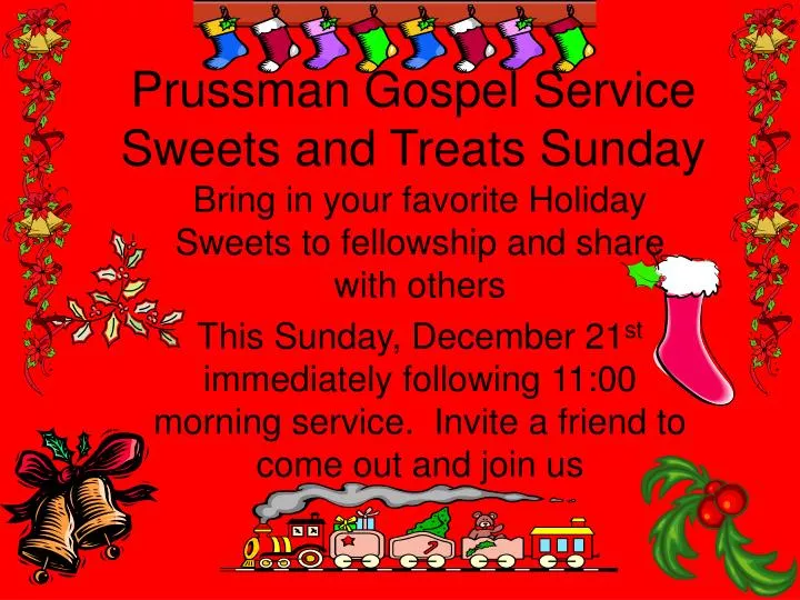 prussman gospel service sweets and treats sunday