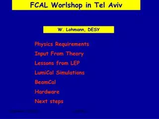 FCAL Worlshop in Tel Aviv