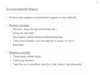 Environmental Status