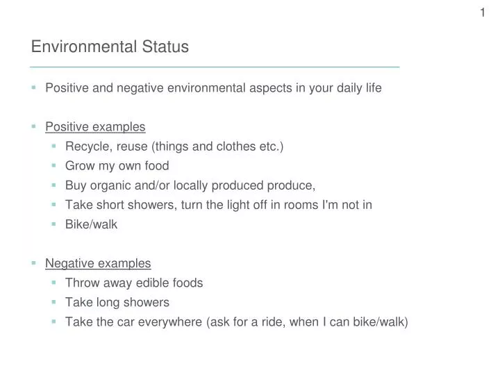 environmental status